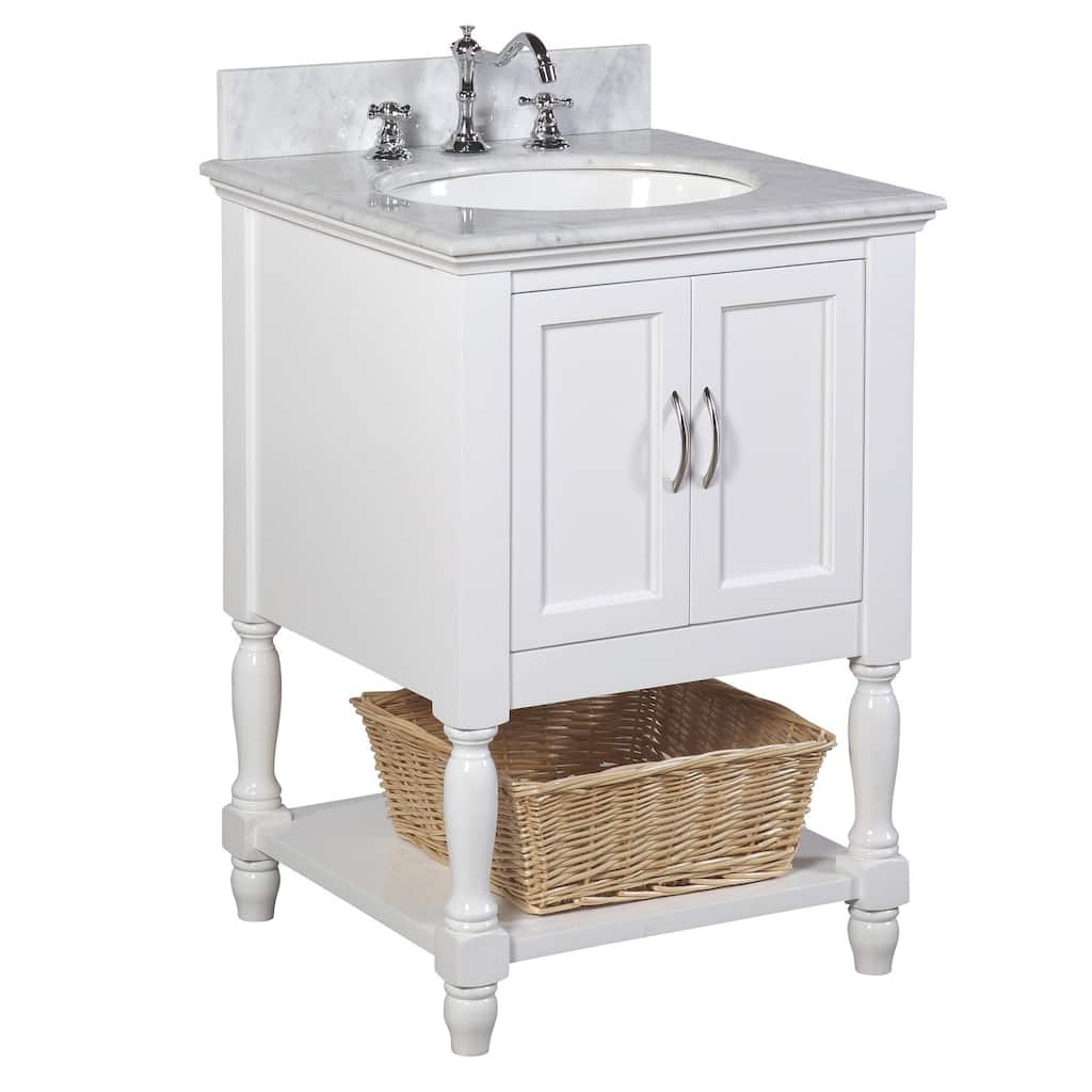 KitchenBathCollection Beverly 24" BathroomVanity w/ Carrara Marble Top