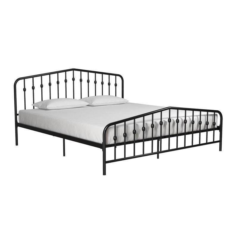 Bushwick Metal Bed, Modern Design, King Size - Black - Black