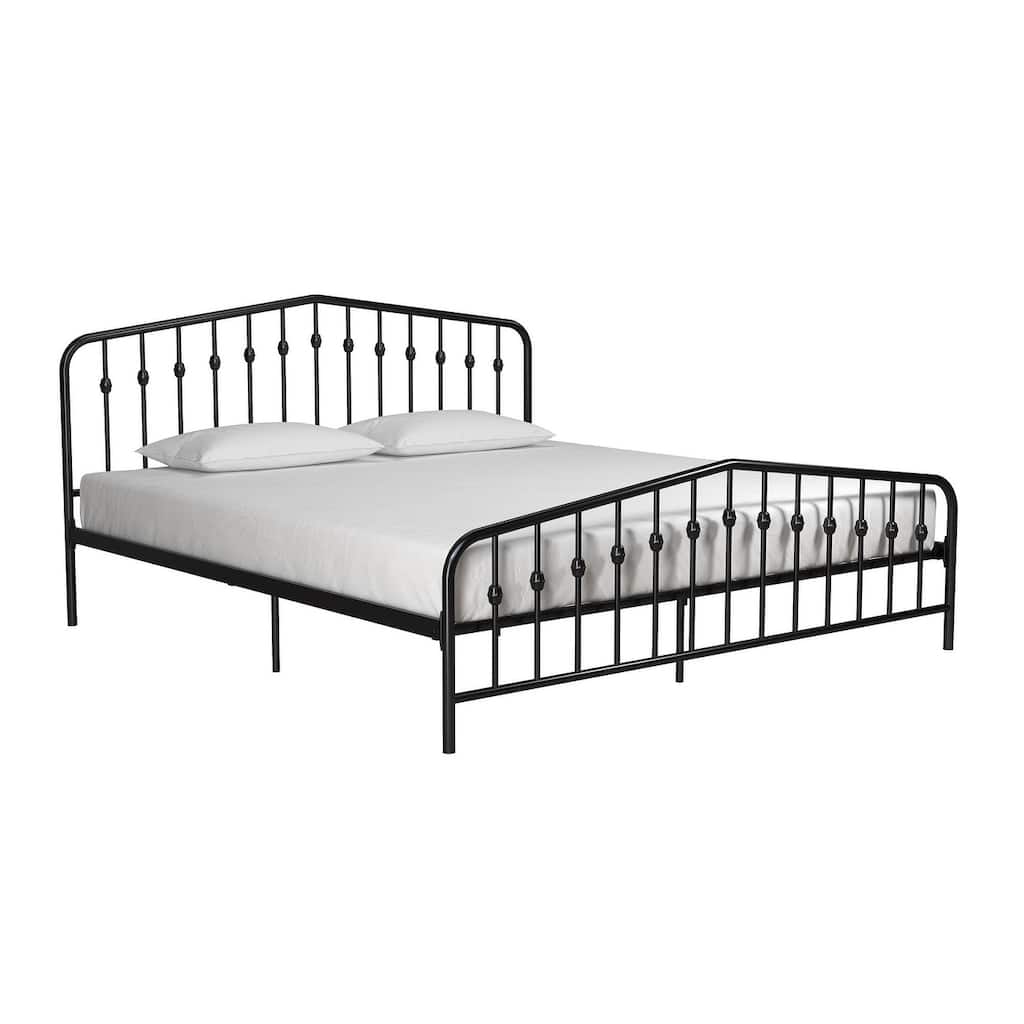 Bushwick Metal Bed, Modern Design, King Size - Black
