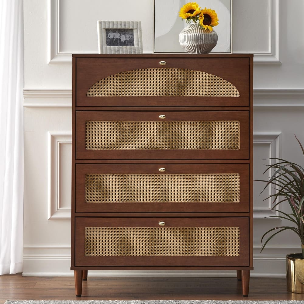 Lifestorey Taylor 4-Drawer Chest with Natural Cane