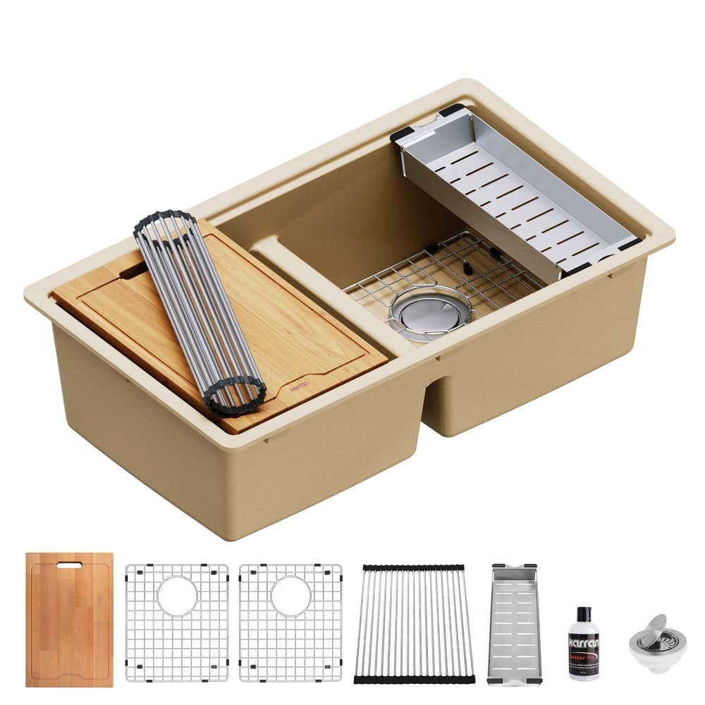 Karran USA QUWS-880 32-1/2" Undermount Double Basin Quartz Composite