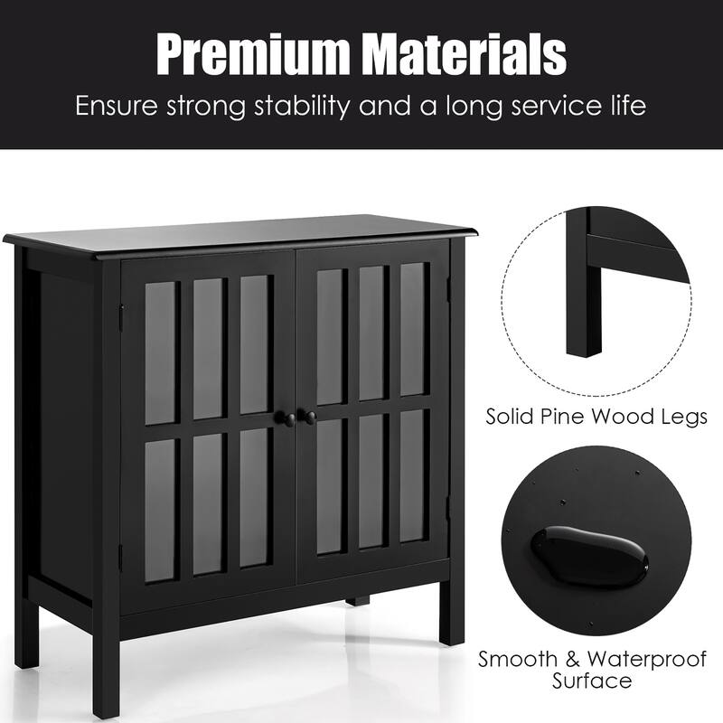 Costway Storage Buffet Cabinet Glass Door Sideboard Console Table