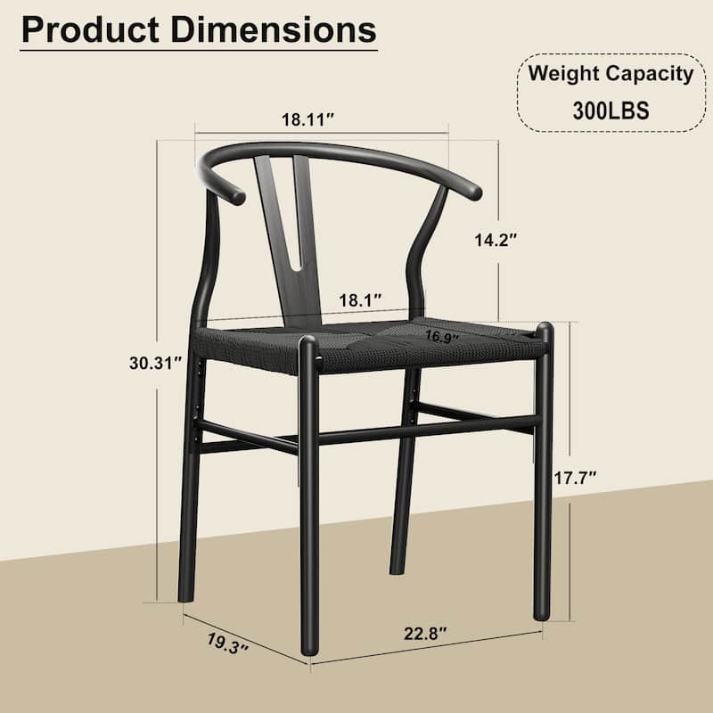 Set of 2 Handwoven Boho Dining Chairs