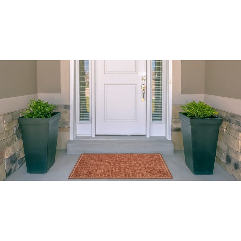 Indoor/Outdoor Water Resistant Estero Orange & Ivory Washable Area Rug - 2' x 3'
