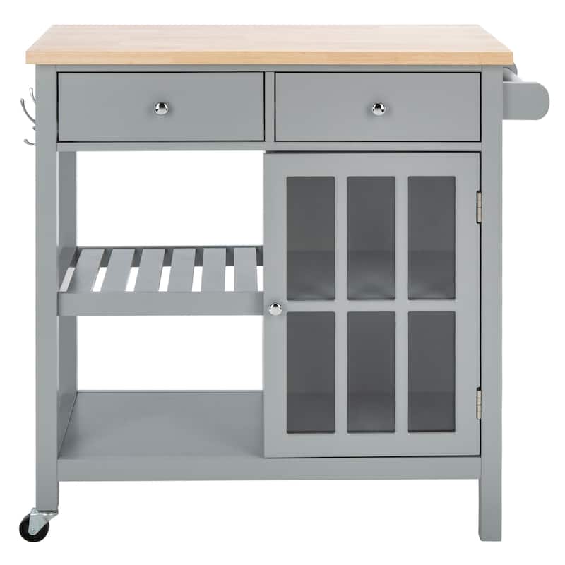 SAFAVIEH Fawn 1-Door 2-Drawer 2-Shelf Kitchen Cart - 33.5" W x 16.9" L x 35" H - 33Wx17Dx35H