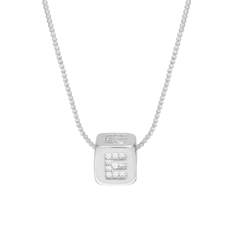 Victoria Townsend Silver Plated Cubed Initial Necklac18" - E