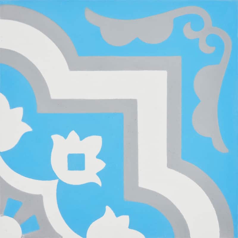 Taza Handmade Cement Tile, 8x8, Blues/Grey