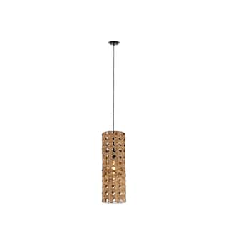 Innovations Lighting Grove - 1 Light 8" Cord Hung Pendant - Matte Black Finish - Natural Shade