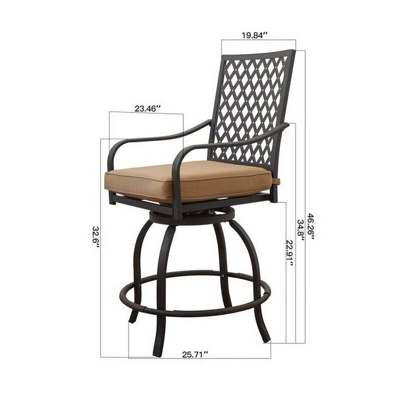 GDFStudio - Remy Outdoor Swivel Bar Stools Bistro Set with Cushions, 2 High Chairs