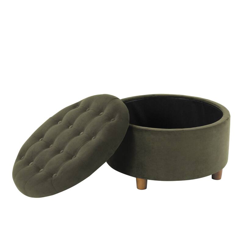 HomePop Button Tufted Round Storage Ottoman