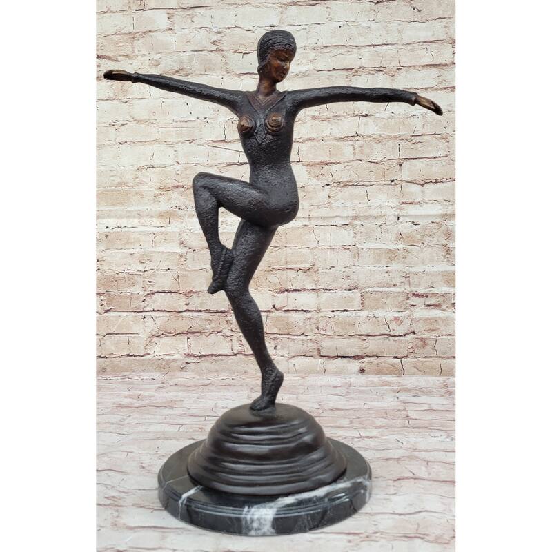 Large Chiparus Woman Dancer Art Deco Genuine Bronze Sculpture Statue