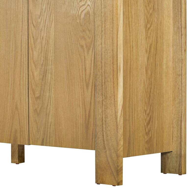 Buffet Cabinet with Storage, 4-Door Retro Wood Sideboard with Distressed Finish and Adjustable Shelves
