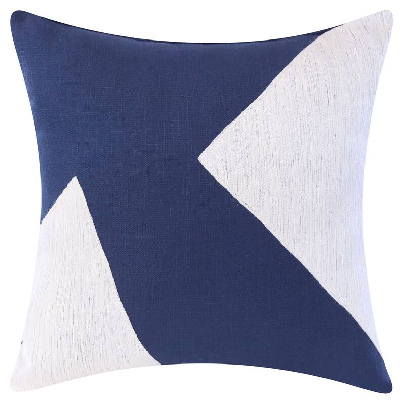 HomeRoots 20" X 20" Navy And Ivory 100% Cotton Abstract Zippered Pillow