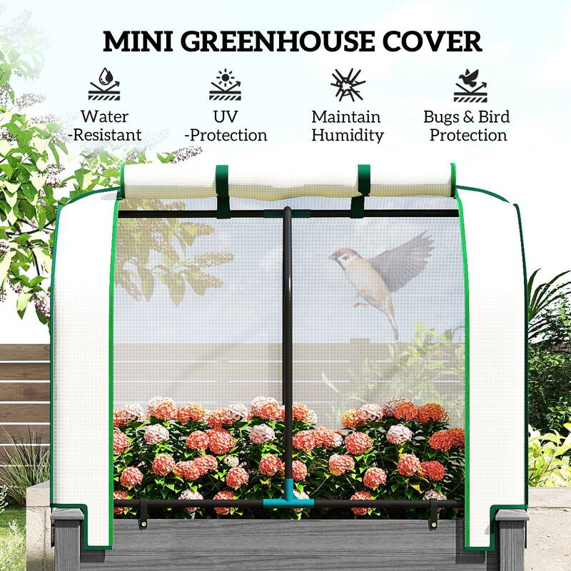 Outsunny Raised Garden Bed with PE Greenhouse Cover Outdoor Elevated Wood Planter Box , 35 x 22 x 47 inch