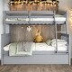 preview thumbnail 2 of 10, Grey Twin over Full Wood Bunk Bed Convertible Beds with Twin Size Pull-Out Trundle