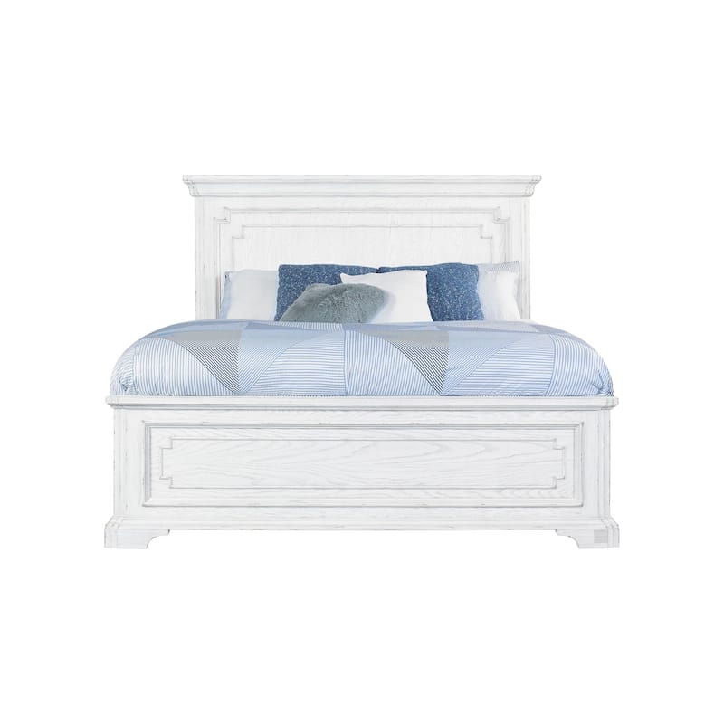 Clara Wood Panel Bed, White Mist
