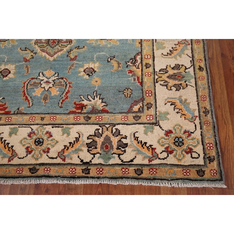 Light Blue Oushak Oriental Accent Rug Handmade Wool Carpet - 4'1" x 5'8"