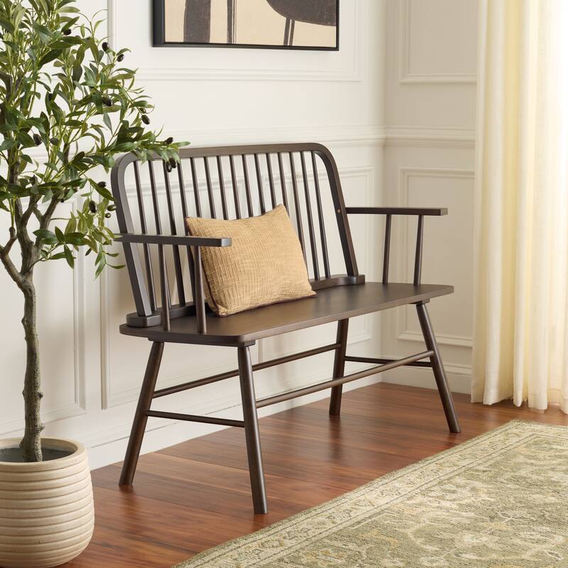 SAFAVIEH Tella Farmhouse Solid Wood Spindle Bench - 35"W x 19"D x 47"H