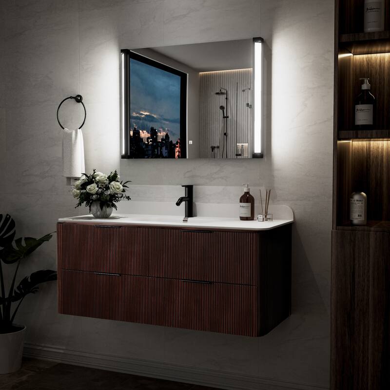 Modland 270° Adjustable LED Bathroom Mirror with Lights Stepless Dimming and Memory Function