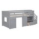 preview thumbnail 7 of 9, Gray Twin Size Solid Wood Low Loft Bed with Stairs