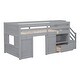 preview thumbnail 7 of 9, Solid Wood Twin Size Low Loft Bed Frame with Stairs, Drawer, & Shelf, Modern Kids Bed with Storage for Small Rooms, Grey