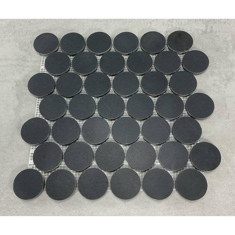 Basalt 1 7/8" Round Natural Stone Mosaic Wall And Floor Tile