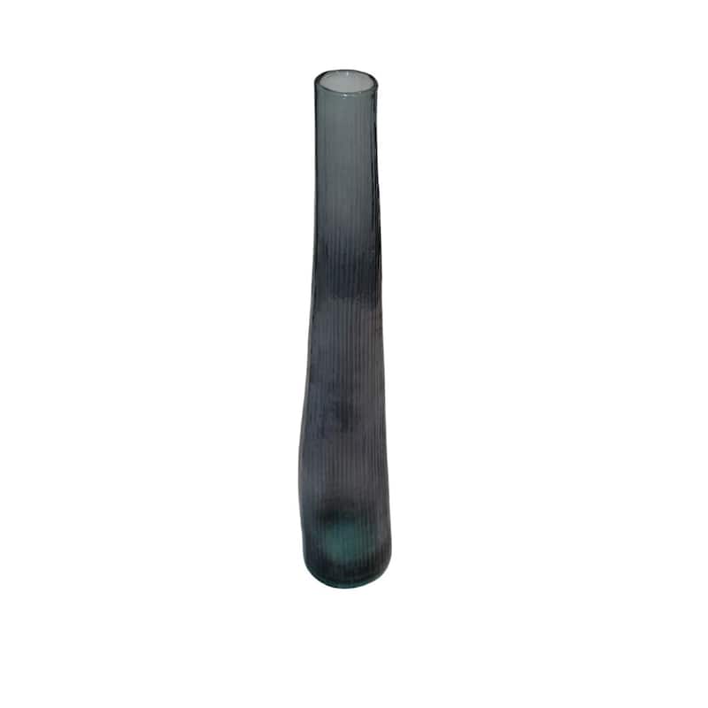 Tapered Cylindrical Glass Vase - 19.75" - Blue