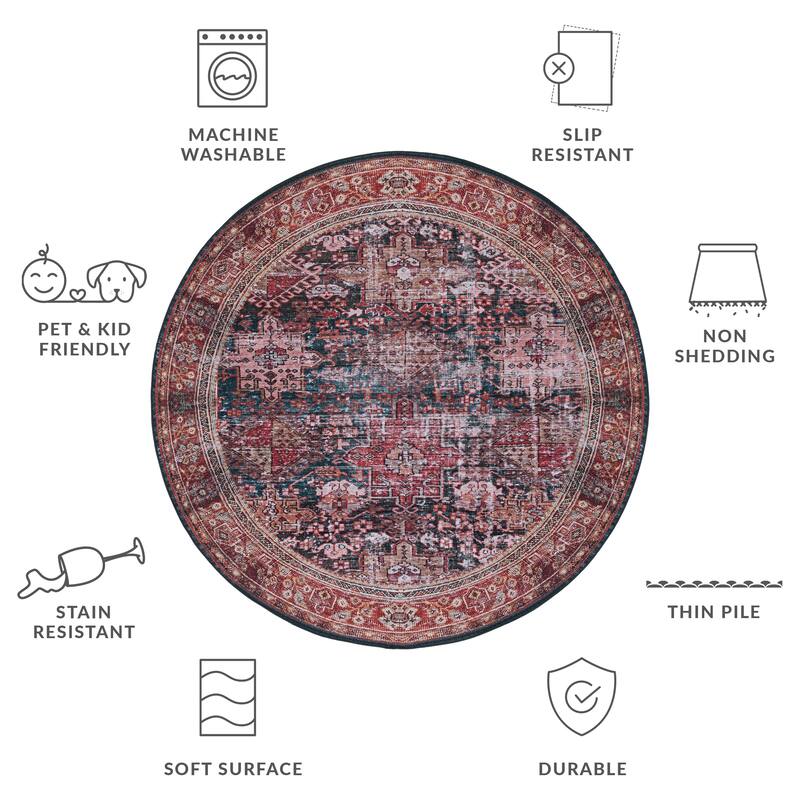 SAFAVIEH Tucson Machine Washable Slip Resistant Gena Oriental Rug