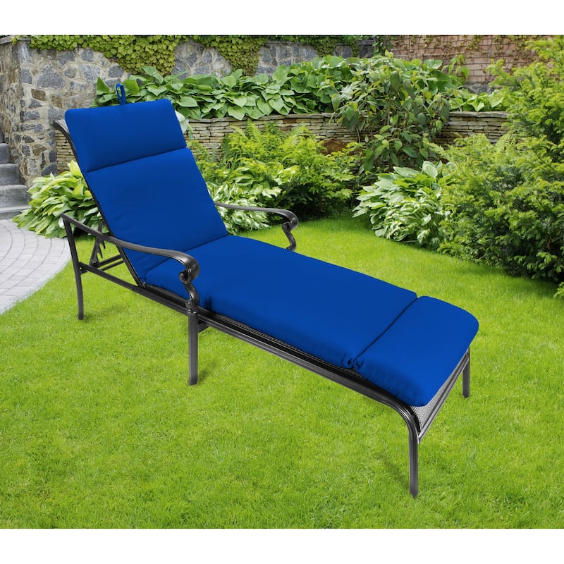 Sunbrella 74" x 22" Outdoor Chaise Lounge Cushion with Ties and Loop - 74'' L x 22'' W x 5'' H - Canvas Pacific