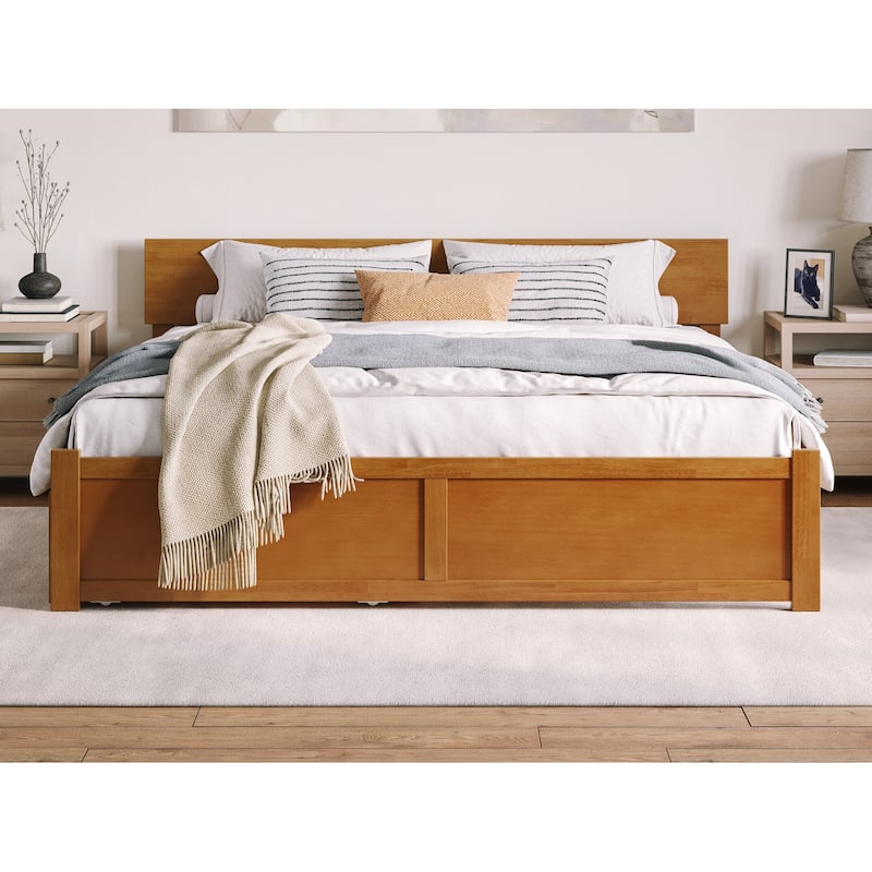 AFI Orlando Platform Bed with Footboard & Twin XL Trundle