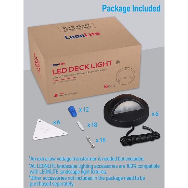3CCT Low Voltage LED Deck Lights, 2700K/3000K/4000K Selectable