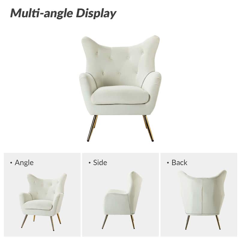 Eusebio Modern Velvet Accent Chair with Tufted Wingback for Living Room Set of 2 by HULALA HOME