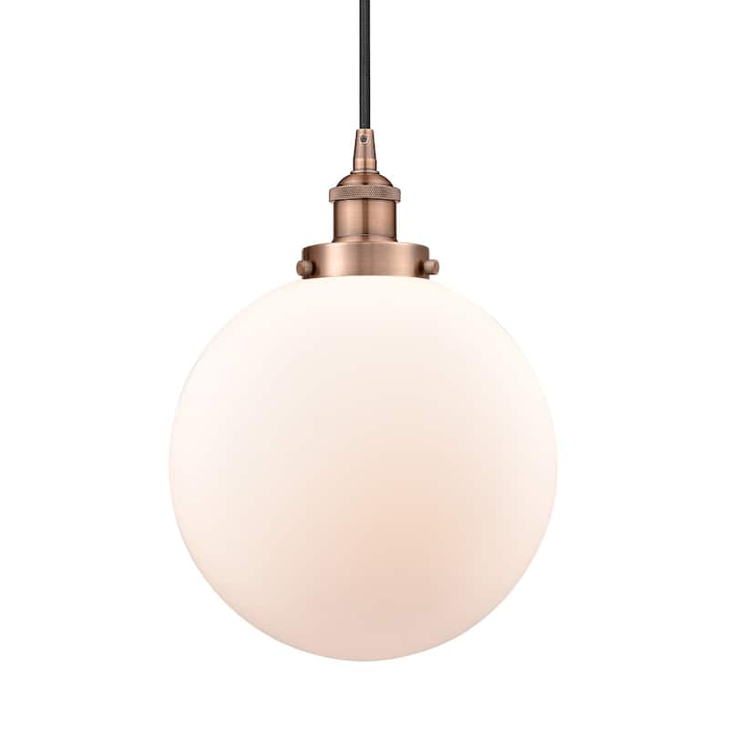 Innovations Lighting 616-1PH-14-10 Beacon Pendant Beacon 10" Wide - Antique Copper / Matte White