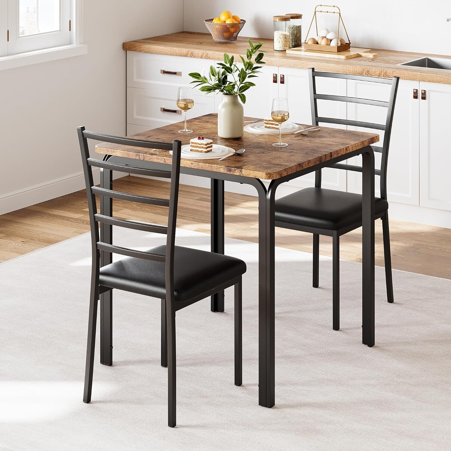 3 piece glass top dining table set