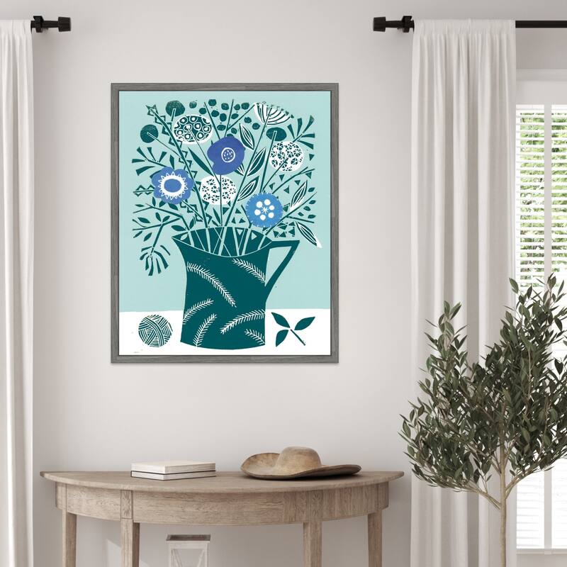 Decorative Flower Pot by Giuliana Lazzerini Framed Canvas Wall Art Print