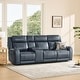 preview thumbnail 63 of 85, Leo Power Wall Hugger Reclining Sofa with Multi-Function Console 3 Pieces+ Console - Navy