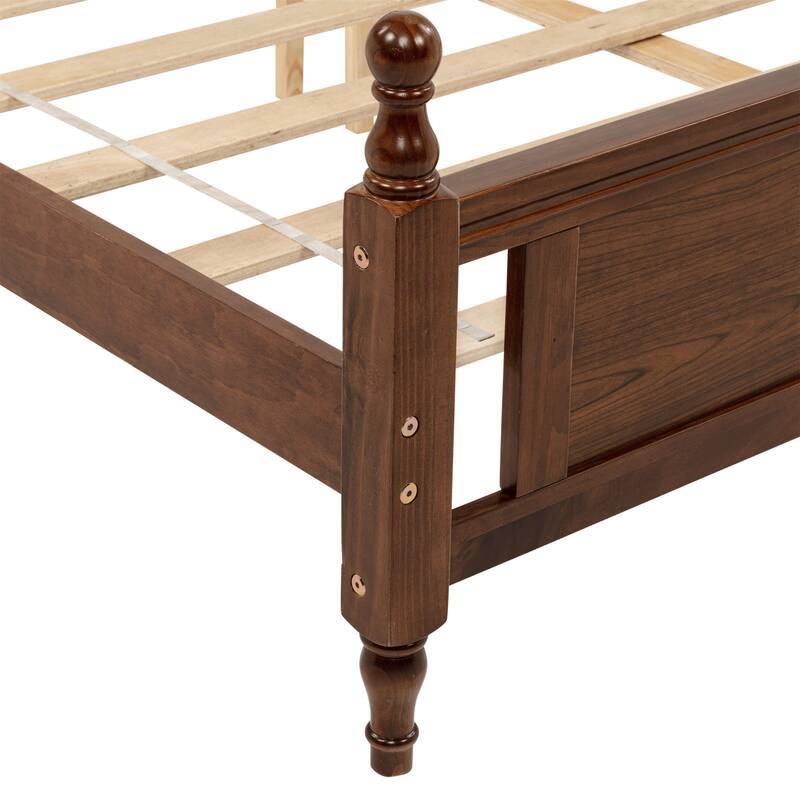 Queen Size Upholstered Platform Bed with Headboard and Panel Footboard