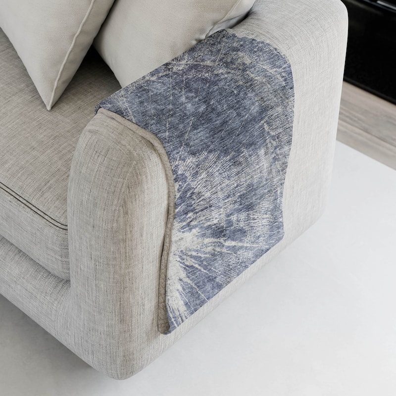 Premium Machine Washable Abstract Modern Sherpa Throw Blanket - Navy - 4'2" x 5'10"