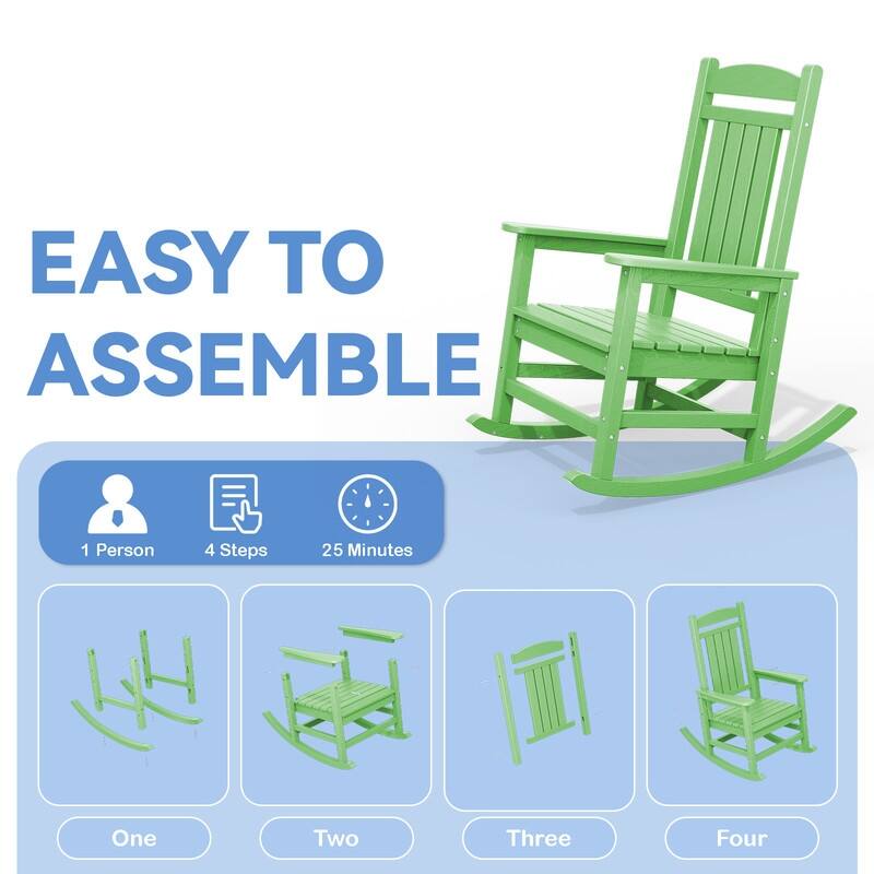 High-Back Oversized Plastic Rocking Chair –Stable & Smooth Glide