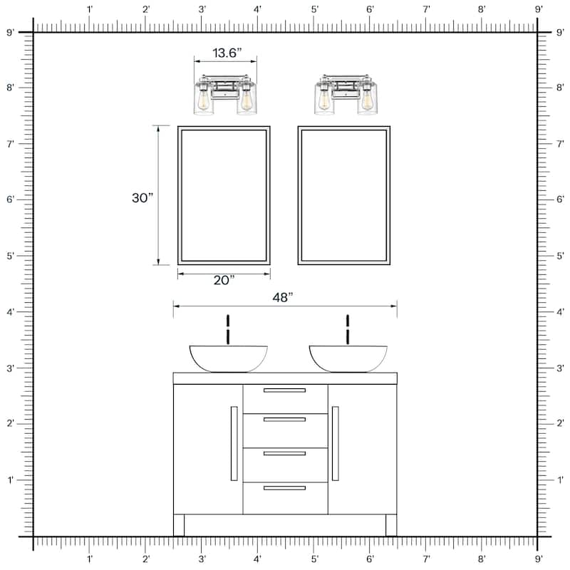 Bathroom Vanity Light,Wall Sconce Lamp Over Mirror with Clear Glass Shade