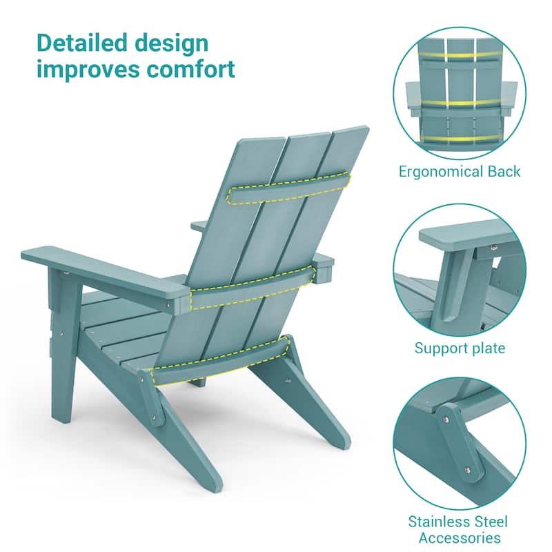 BONOSUKI Folding Adirondack Chair,Weather Resistant Patio Chair-Set of 2