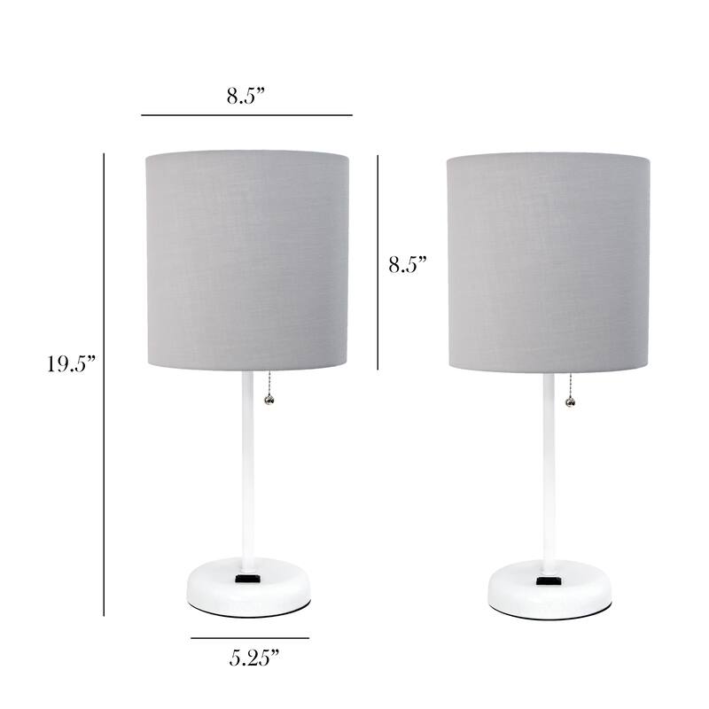 Simple Designs 19.5" 2 Pack Table Desk Lamp Set with Charging Outlet - 19.50