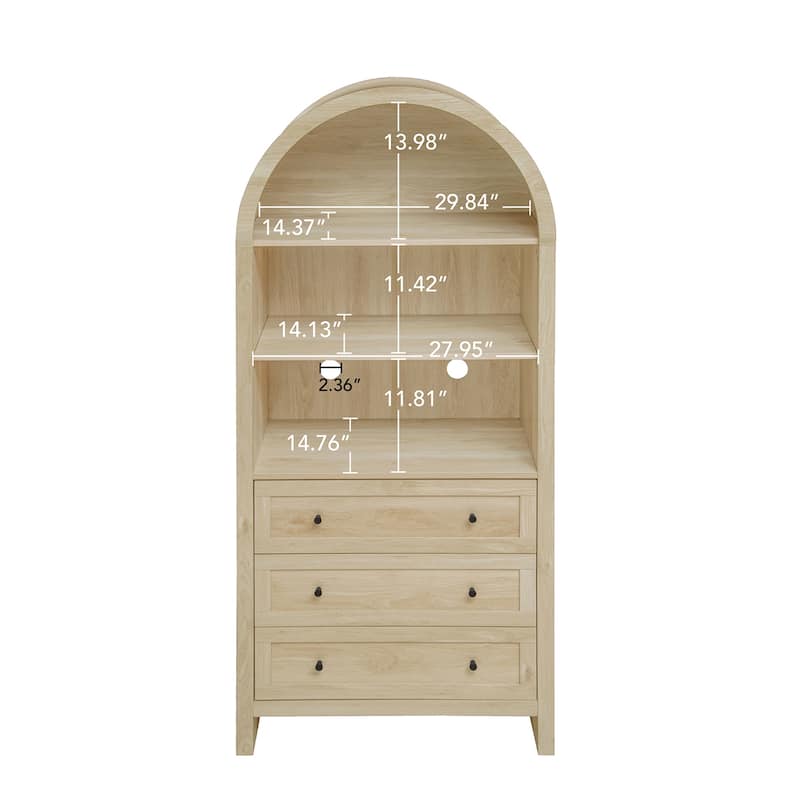 Wood Arched Kitchen Storage Pantry with Adjustable Shelves, Versatile Cupboard