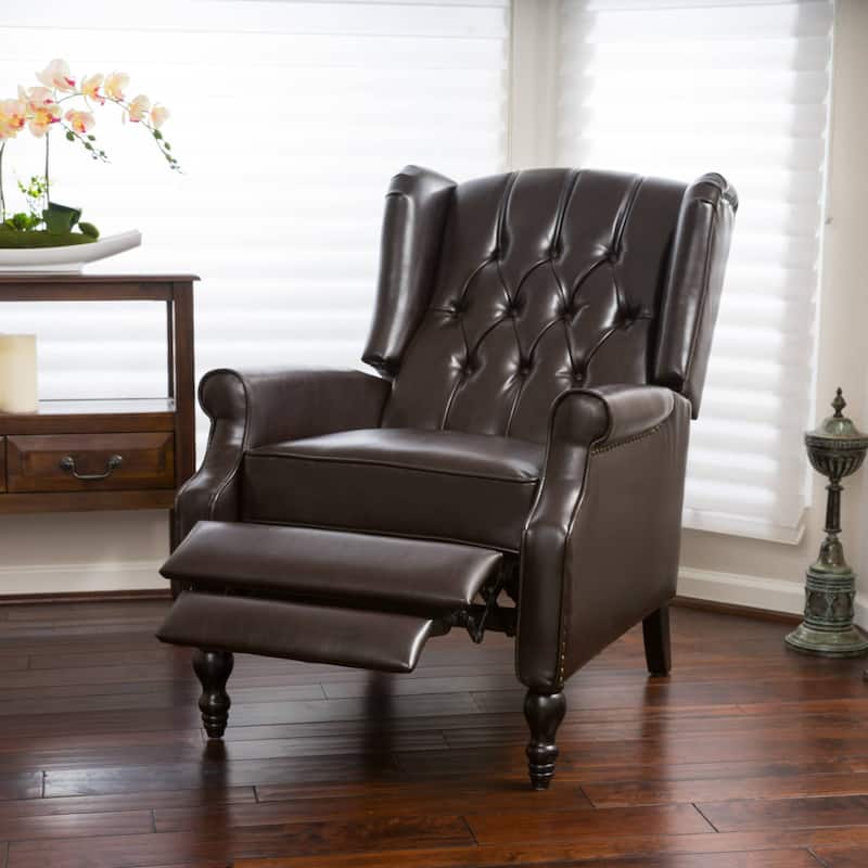 Walter Brown Bonded Leather Recliner Club Chair by Christopher Knight Home - Brown
