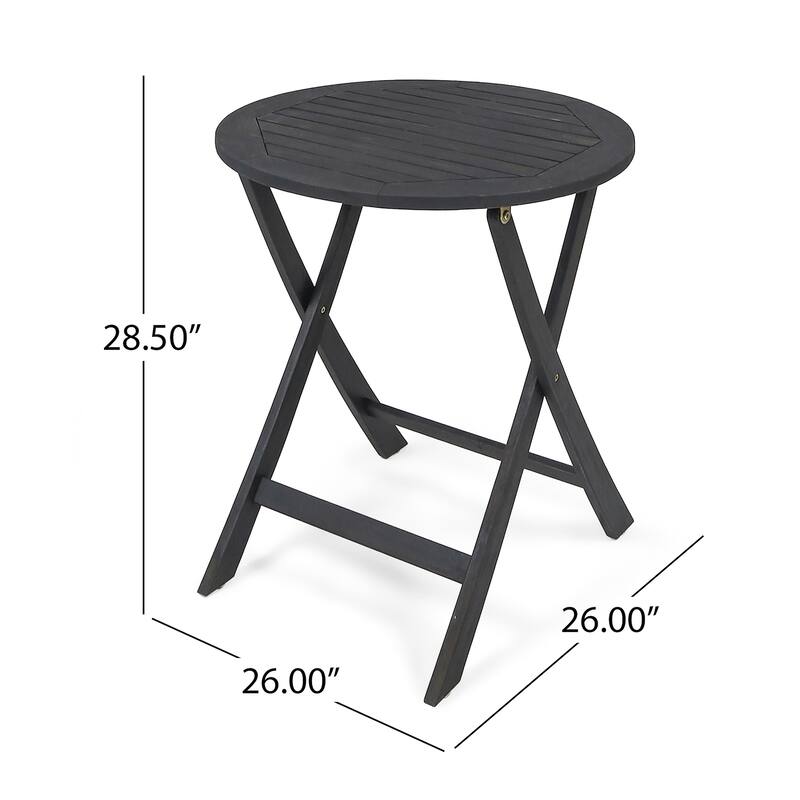 3 Piece Acacia Wood Patio Folding Bistro Set with Wicker Weave Seating and Backrest