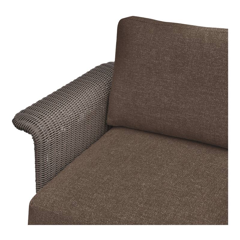 NADAAL STUDIOS Aralina Outdoor Accent Chair, Curved Windowpane Frame, Brown Stripe Upholstery