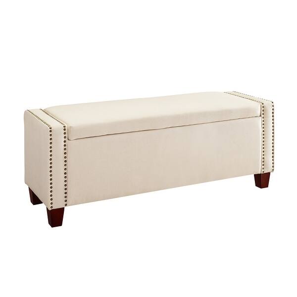 Linen Beige Upholstered End Of Bed Storage Bench Overstock 31508371 Get bedroom furniture such as benches, ottomans, foot stools and more at versatile bedroom furniture solutions such as benches offer functionality and style; overstock com