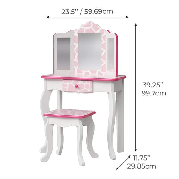 dimension image slide 1 of 3, Teamson Kids- Fashion Giraffe Prints Gisele Play Vanity Set