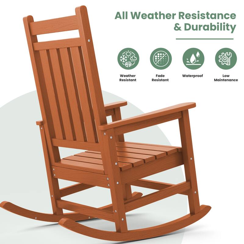 HDPE Outdoor Patio Rocking Plastic Adirondack Chair