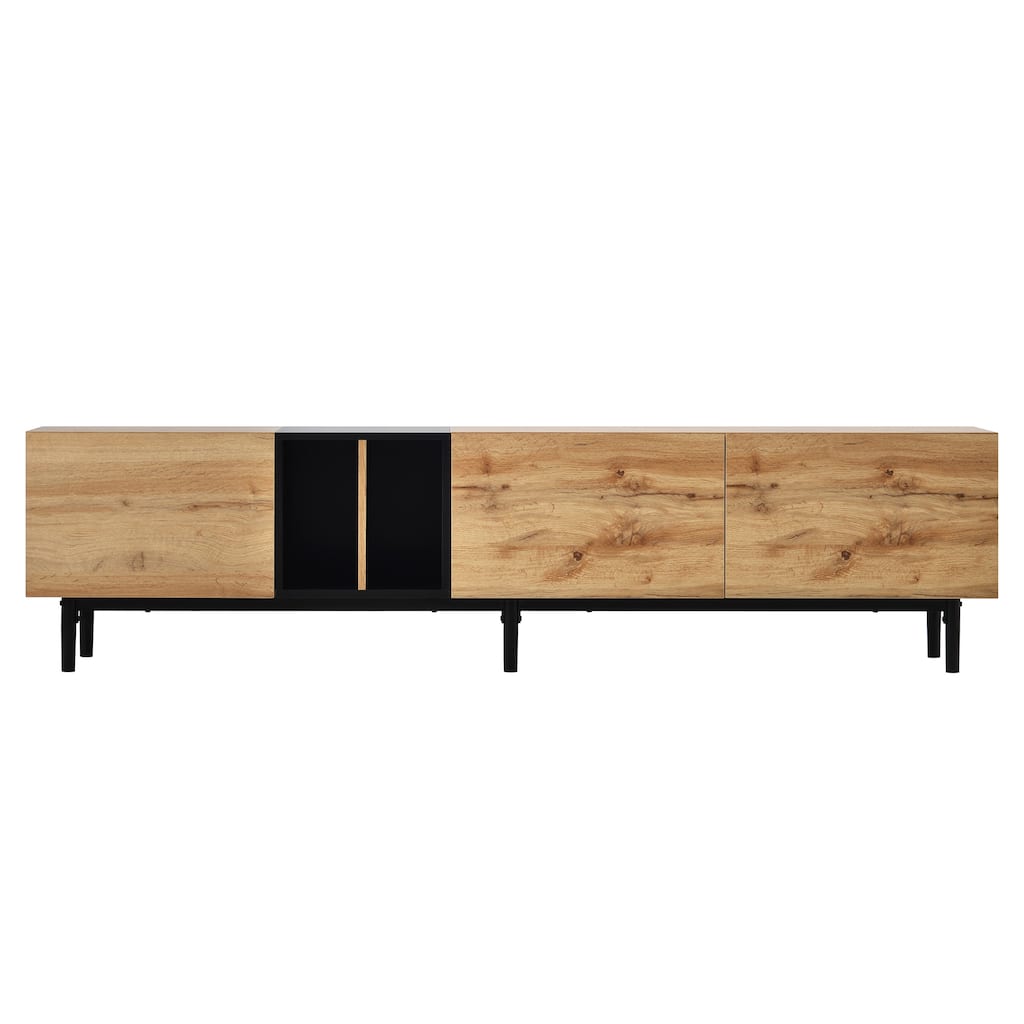 Modern TV Stand for 80" TV,TV Console Table with 3 Doors, Media Console Table, Entertainment Center with Large Storage Cabinet